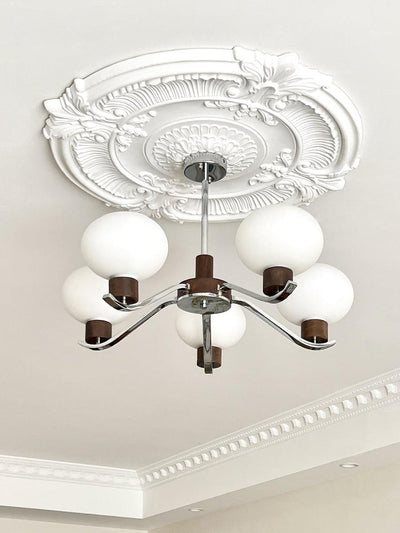 Elvinine Chandelier Chrome Walnut Elegant