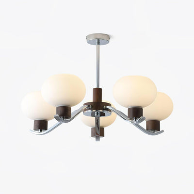 Elvinine Chandelier Chrome Walnut Elegant
