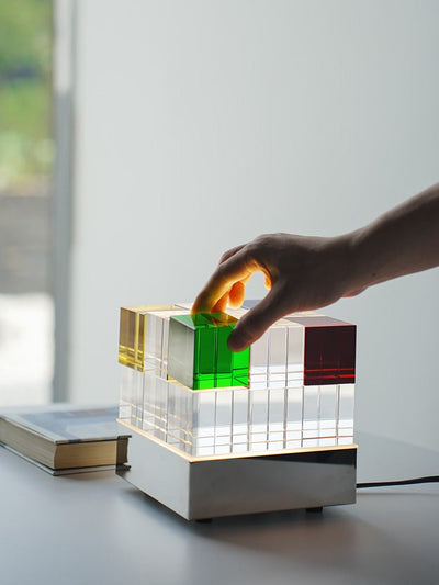 Elleryn Colored Crystal Cube Table Lamp