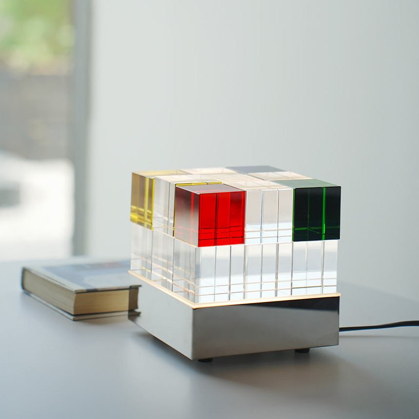 Elleryn Colored Crystal Cube Table Lamp