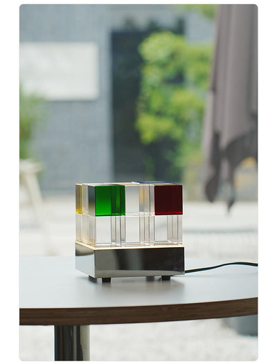 Elleryn Colored Crystal Cube Table Lamp