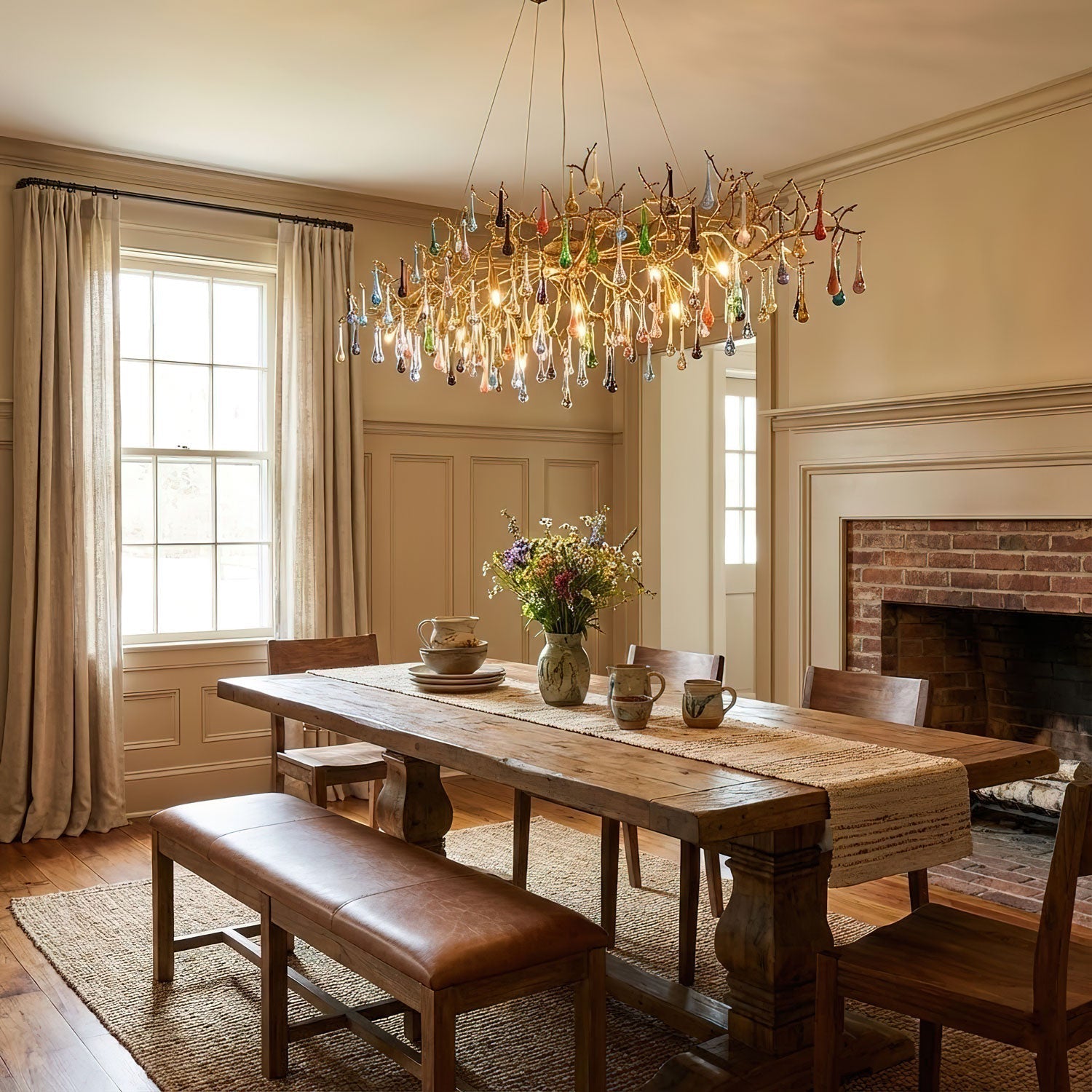 Brume Colorful Raindrop Brass Branch Chandelier