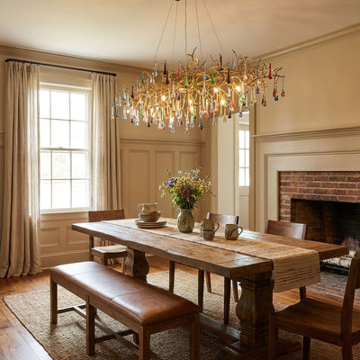 Brume Colorful Raindrop Brass Branch Chandelier