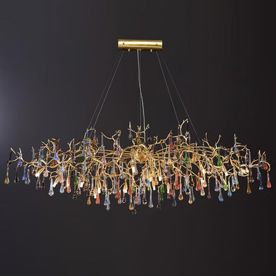 Brume Colorful Raindrop Brass Branch Chandelier