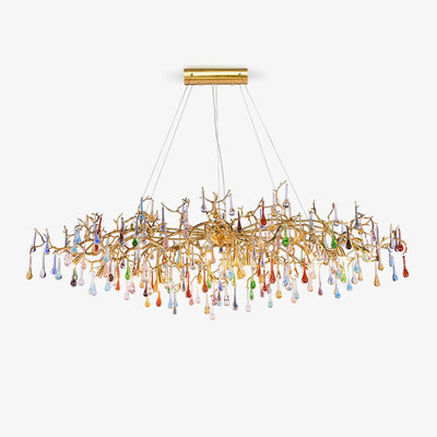 Brume Colorful Raindrop Brass Branch Chandelier