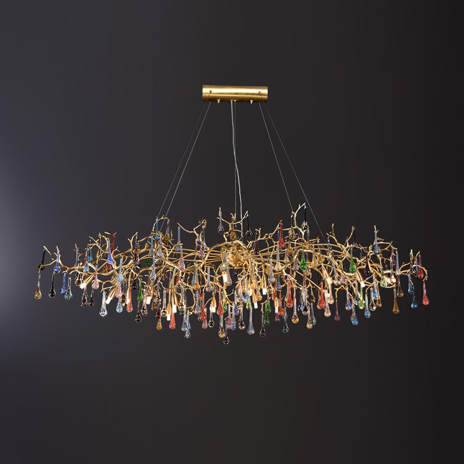 Brume Colorful Raindrop Brass Branch Chandelier