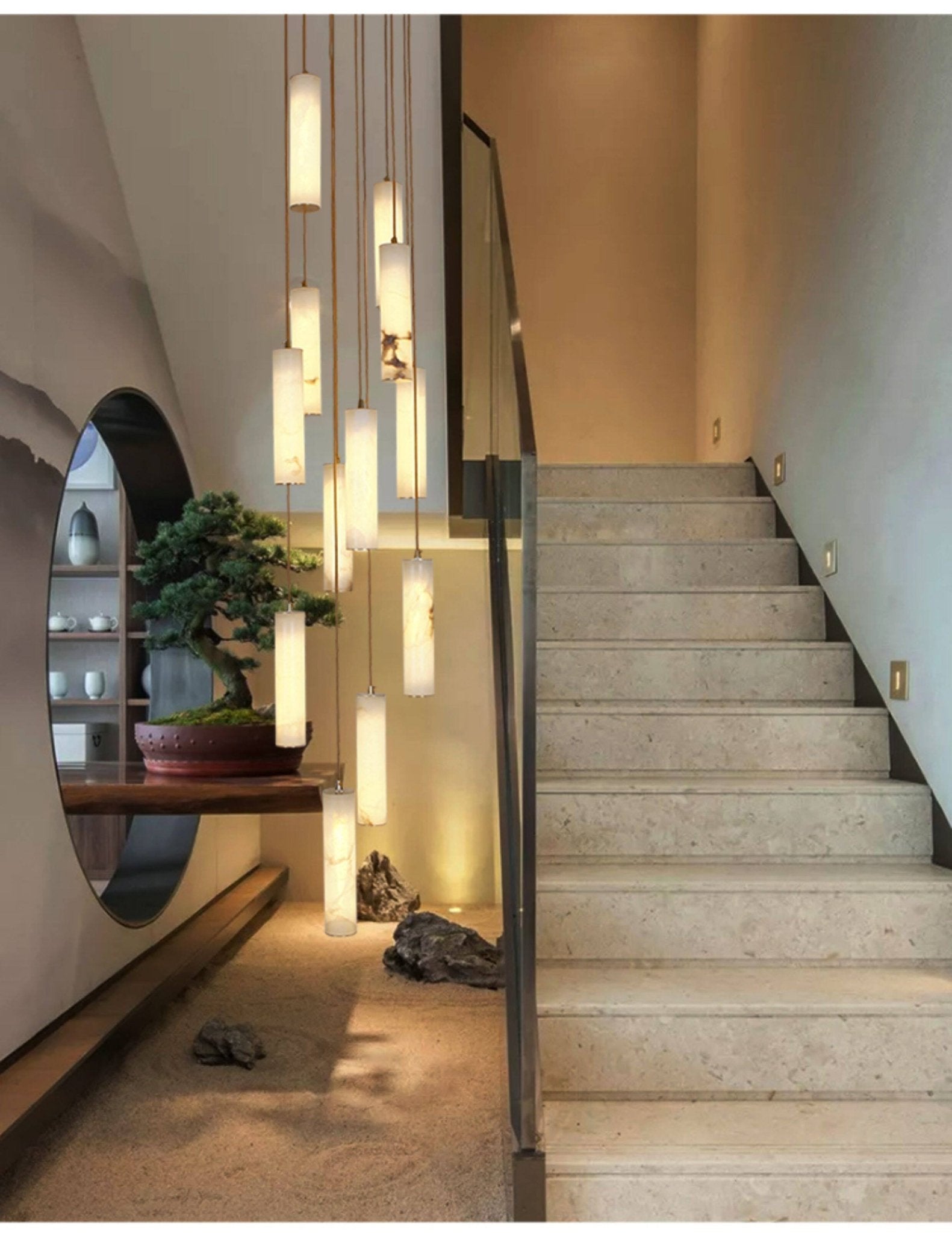 Albalaine Column Alabaster Staircase Chandelier