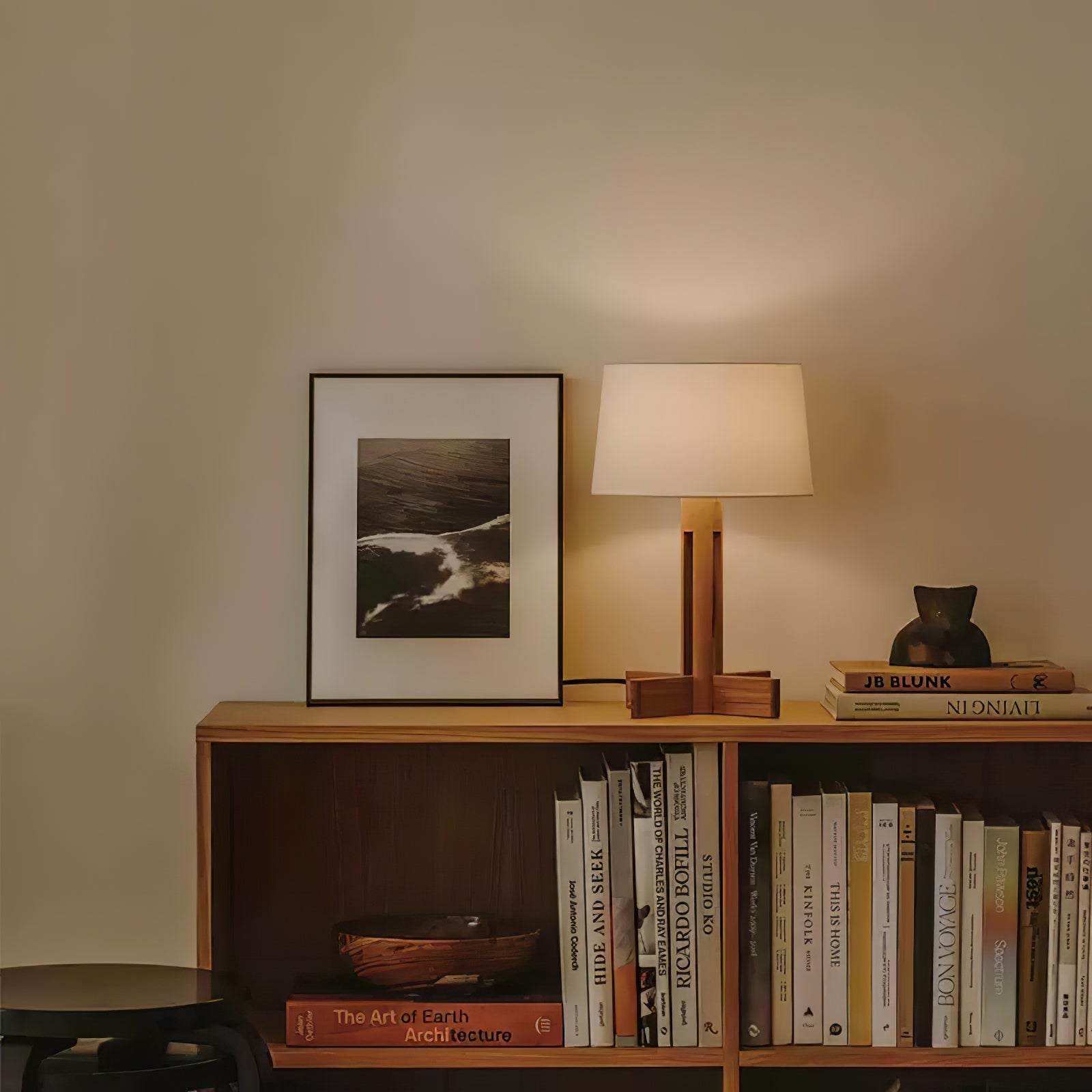 Rinivena Wood & Fabric Contemporary Table Lamp