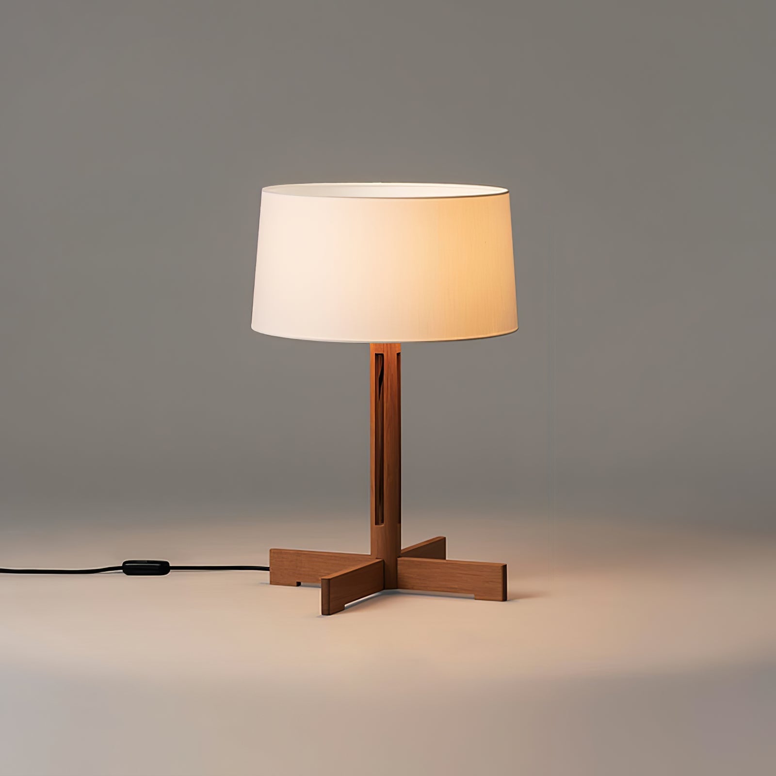 Rinivena Wood & Fabric Contemporary Table Lamp