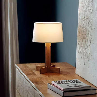 Rinivena Wood & Fabric Contemporary Table Lamp