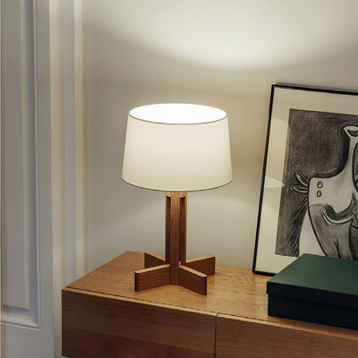 Rinivena Wood & Fabric Contemporary Table Lamp