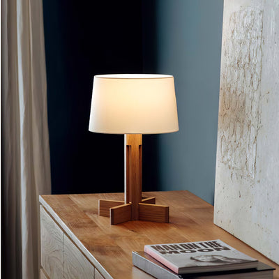 Rinivena Wood & Fabric Contemporary Table Lamp