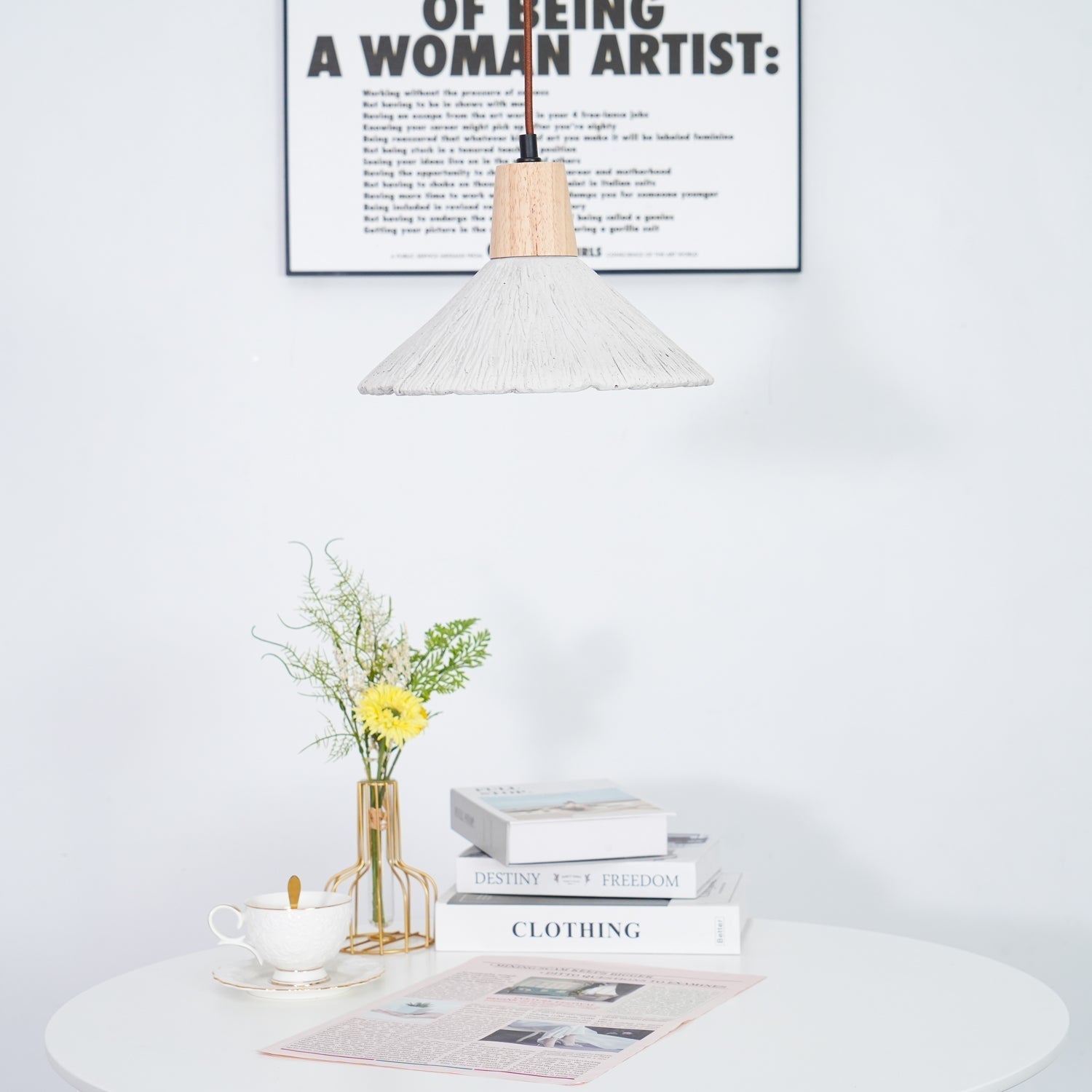 Lirixon Pendant Lamp Concrete Pleated