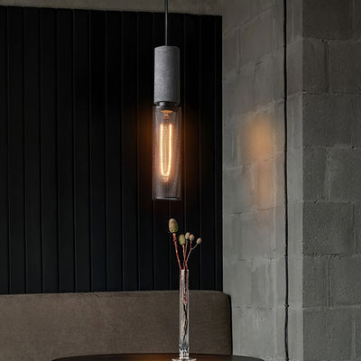 Arisha Industrial Cylindrical Pendant Light, Cement Wabi-Sabi - Neutral Decor