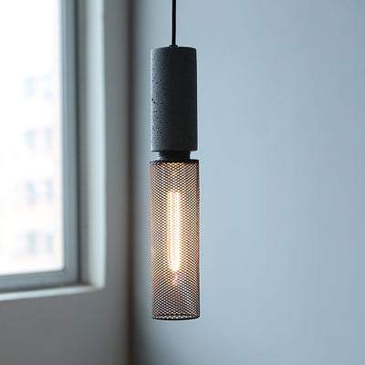 Arisha Industrial Cylindrical Pendant Light, Cement Wabi-Sabi - Neutral Decor