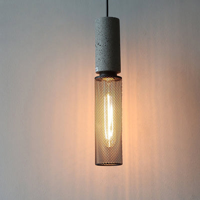 Arisha Industrial Cylindrical Pendant Light, Cement Wabi-Sabi - Neutral Decor
