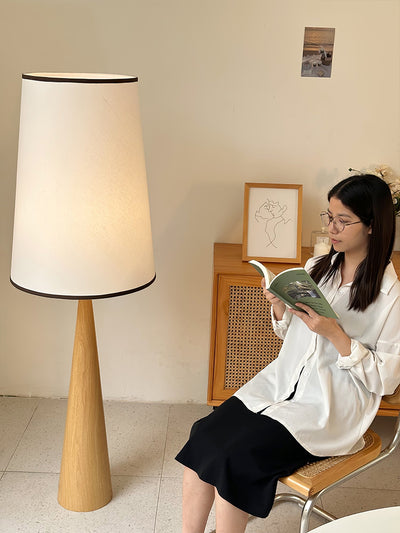 ConeLite Minimalist Wood Conical Floor Lamp