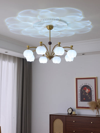 Alshaarae Traditional Premium Arc Wood Glass Chandelier