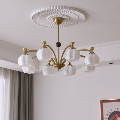 Alshaarae Traditional Premium Arc Wood Glass Chandelier