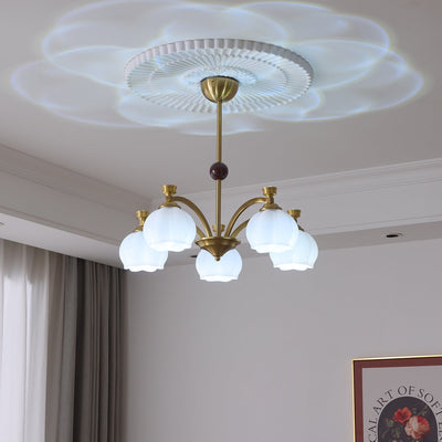 Alshaarae Traditional Premium Arc Wood Glass Chandelier
