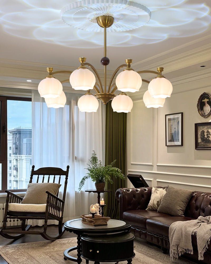 Alshaarae Traditional Premium Arc Wood Glass Chandelier