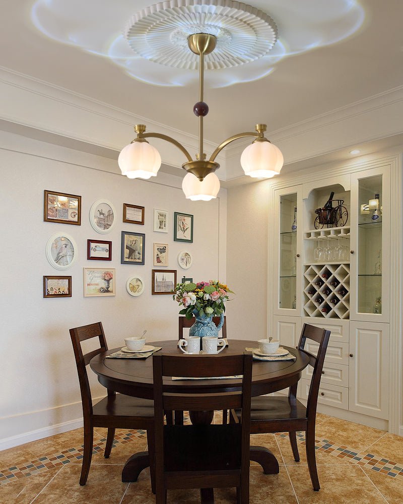 Alshaarae Traditional Premium Arc Wood Glass Chandelier