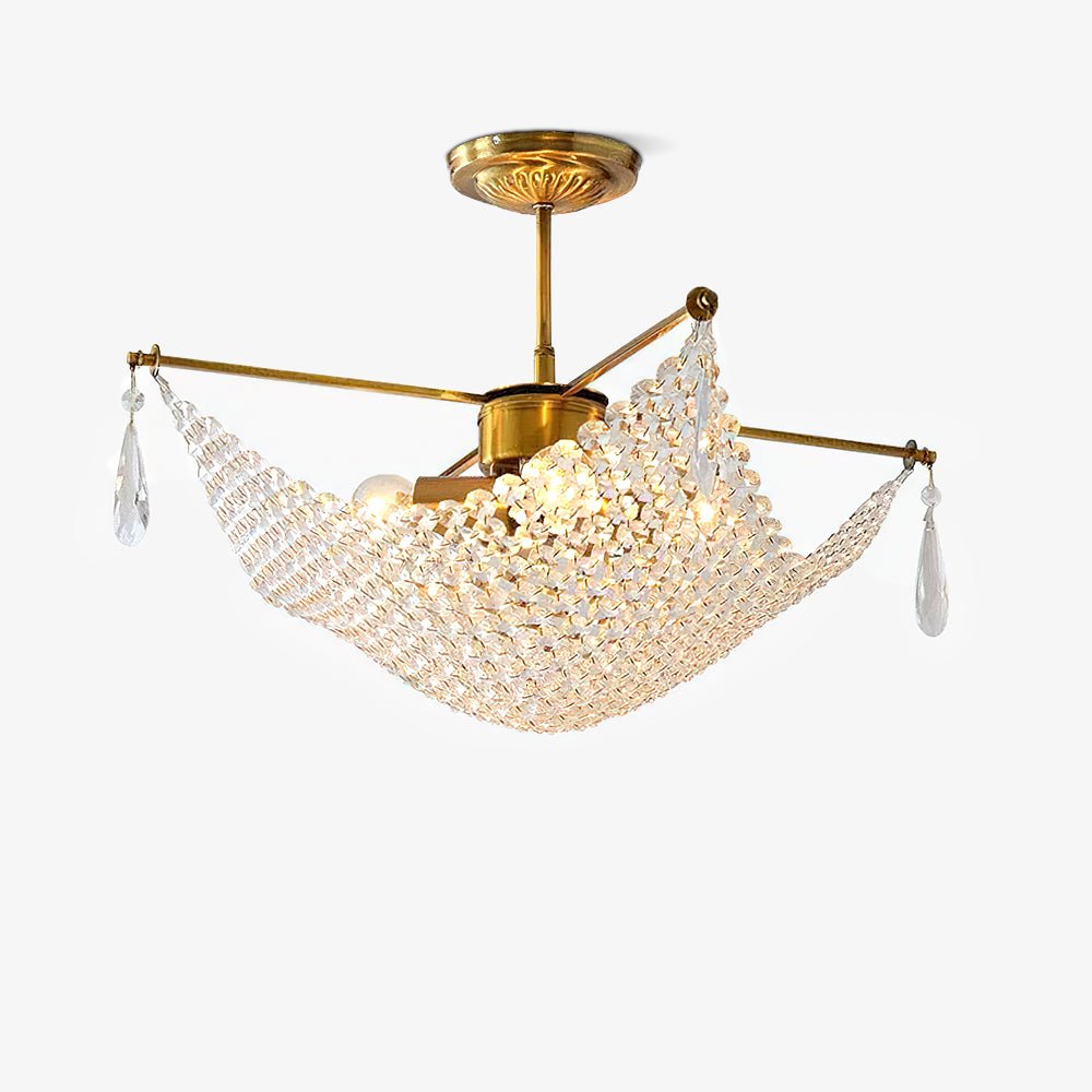 Cilune Chandelier with Crystal Strands and Crystal