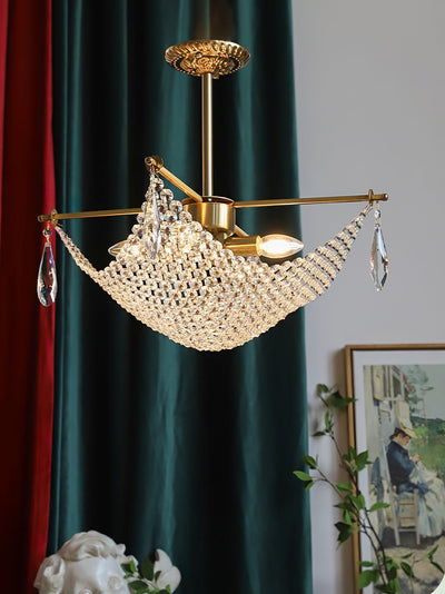 Cilune Chandelier with Crystal Strands and Crystal
