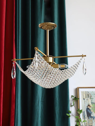 Cilune Chandelier with Crystal Strands and Crystal