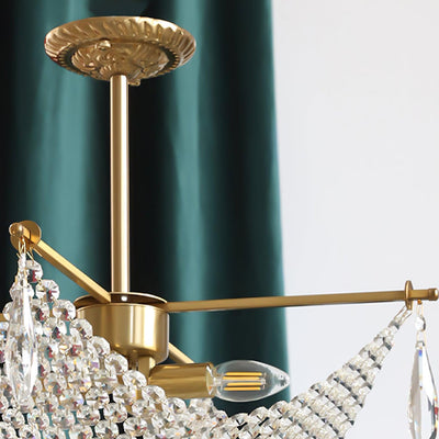 Cilune Chandelier with Crystal Strands and Crystal
