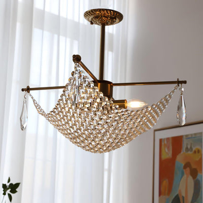 Cilune Chandelier with Crystal Strands and Crystal