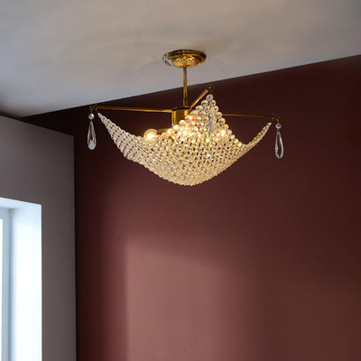Cilune Chandelier with Crystal Strands and Crystal
