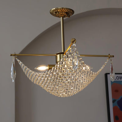 Cilune Chandelier with Crystal Strands and Crystal
