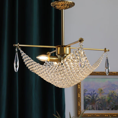 Cilune Chandelier with Crystal Strands and Crystal