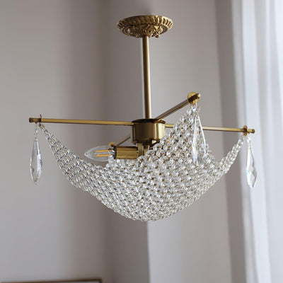 Cilune Chandelier with Crystal Strands and Crystal