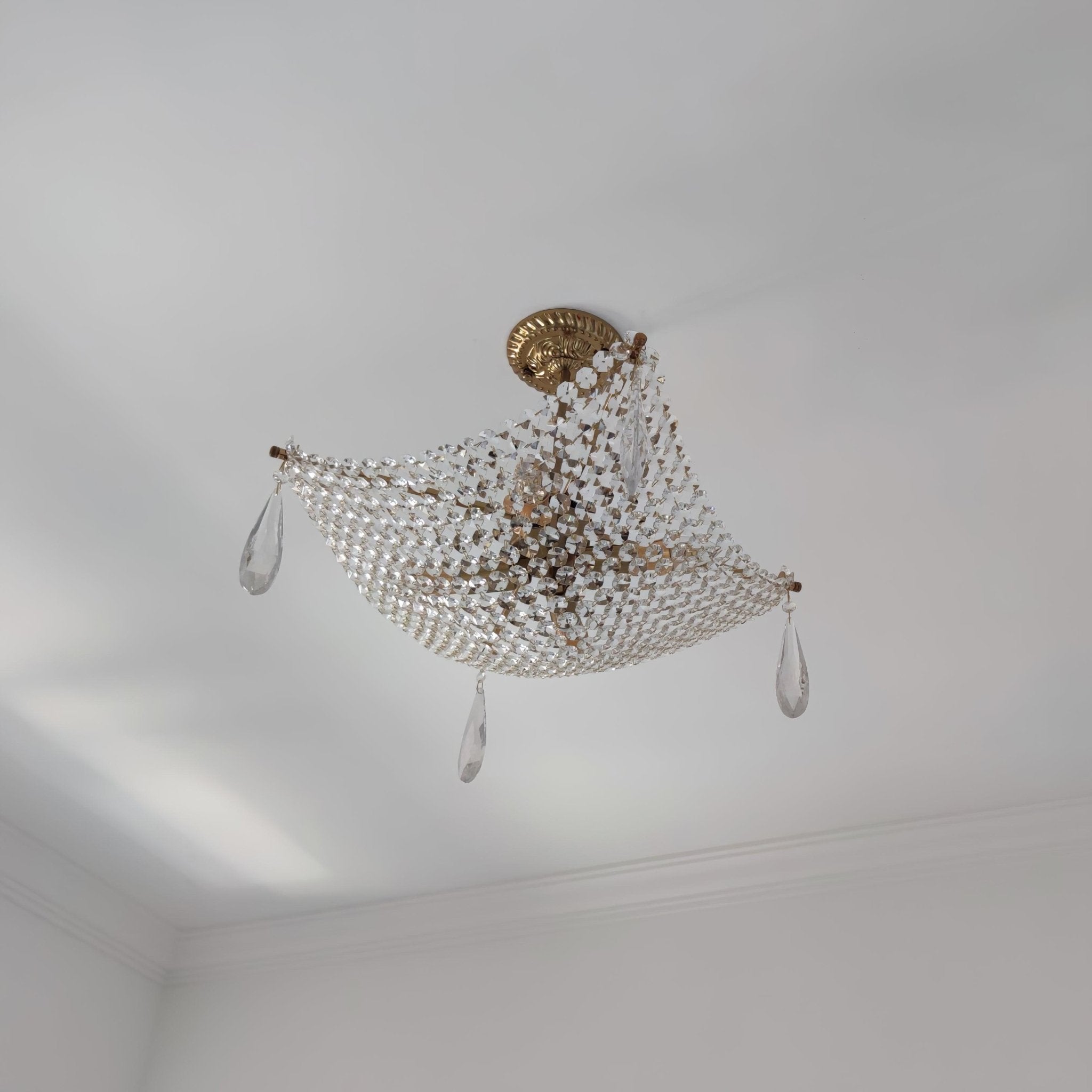 Cilune Chandelier with Crystal Strands and Crystal
