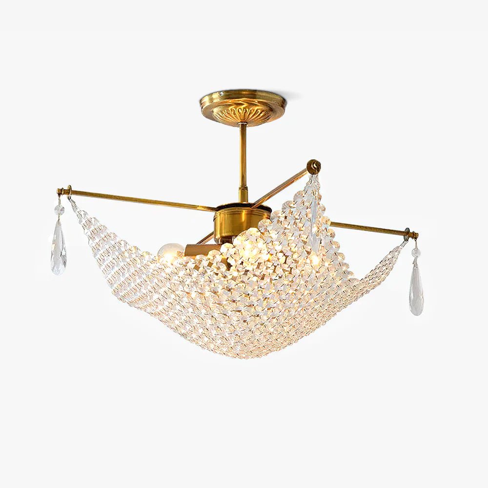 Cilune Chandelier with Crystal Strands and Crystal