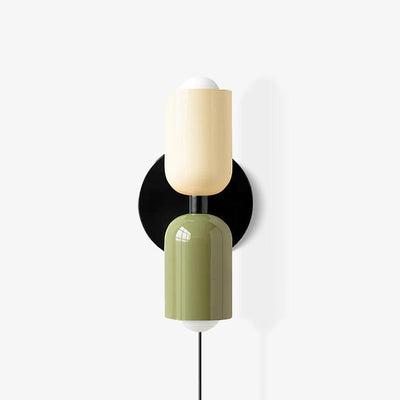 Teriielle Wall Lamp Green Black Minimalist Plug-In