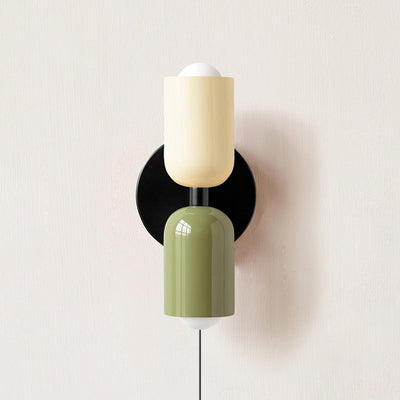 Teriielle Wall Lamp Green Black Minimalist Plug-In