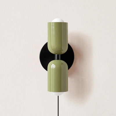 Teriielle Wall Lamp Green Black Minimalist Plug-In