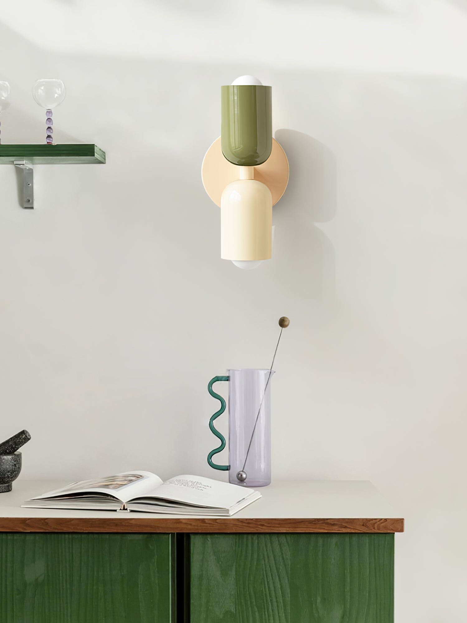 Teriielle Wall Lamp Green Black Minimalist Plug-In
