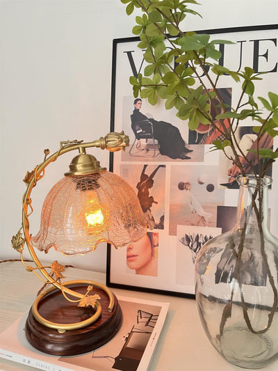 Flarce Brass Wood Table Lamp