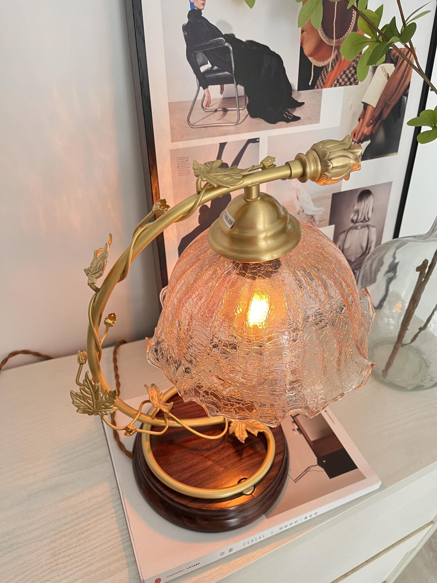 Flarce Brass Wood Table Lamp