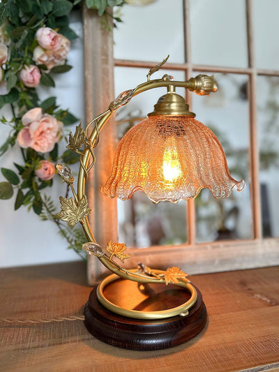 Flarce Brass Wood Table Lamp