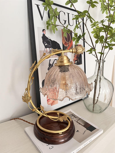 Flarce Brass Wood Table Lamp