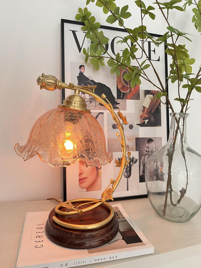 Flarce Brass Wood Table Lamp
