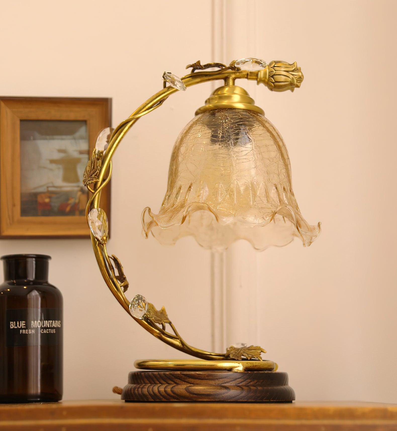 Flarce Brass Wood Table Lamp
