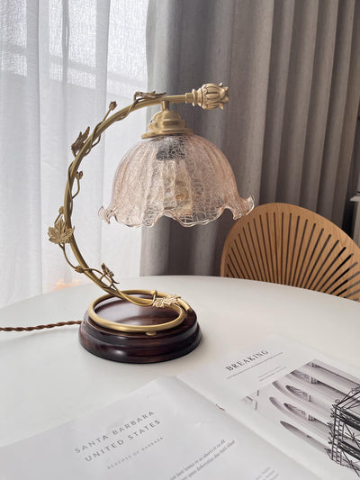 Flarce Brass Wood Table Lamp