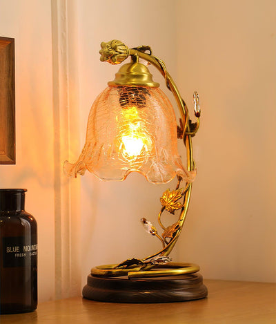 Flarce Brass Wood Table Lamp