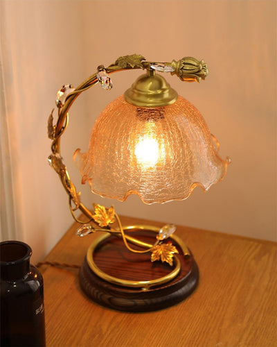 Flarce Brass Wood Table Lamp